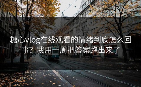 糖心vlog在线观看的情绪到底怎么回事？我用一周把答案跑出来了