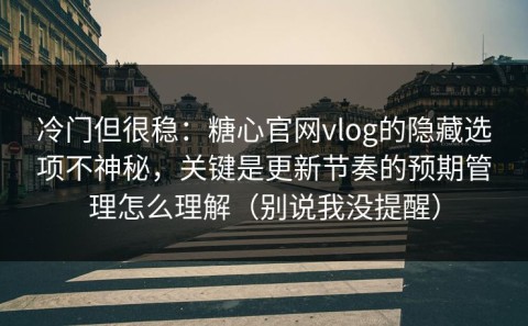 冷门但很稳：糖心官网vlog的隐藏选项不神秘，关键是更新节奏的预期管理怎么理解（别说我没提醒）