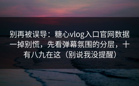 别再被误导：糖心vlog入口官网数据一掉别慌，先看弹幕氛围的分层，十有八九在这（别说我没提醒）