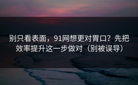 别只看表面，91网想更对胃口？先把效率提升这一步做对（别被误导）