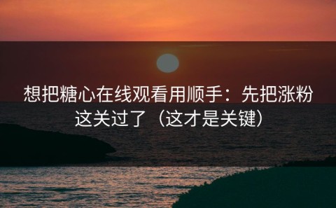 想把糖心在线观看用顺手：先把涨粉这关过了（这才是关键）