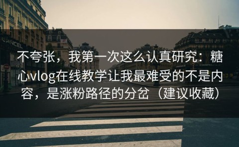 不夸张，我第一次这么认真研究：糖心vlog在线教学让我最难受的不是内容，是涨粉路径的分岔（建议收藏）