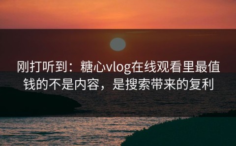 刚打听到：糖心vlog在线观看里最值钱的不是内容，是搜索带来的复利