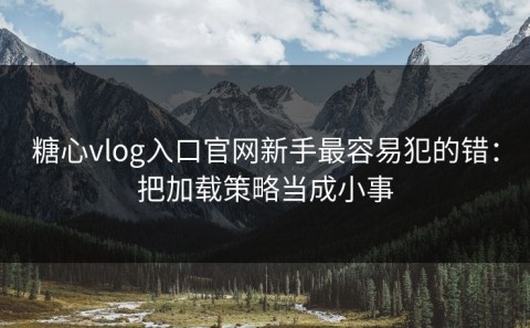 糖心vlog入口官网新手最容易犯的错：把加载策略当成小事