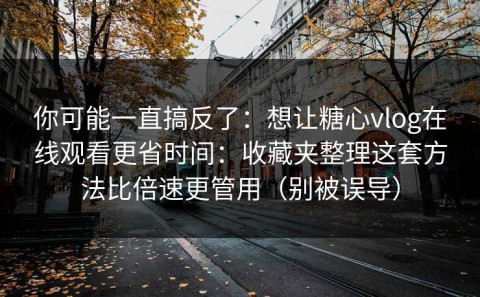 你可能一直搞反了：想让糖心vlog在线观看更省时间：收藏夹整理这套方法比倍速更管用（别被误导）