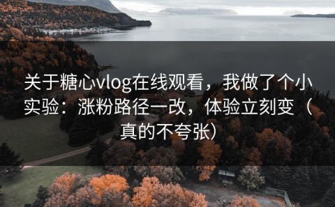 关于糖心vlog在线观看，我做了个小实验：涨粉路径一改，体验立刻变（真的不夸张）