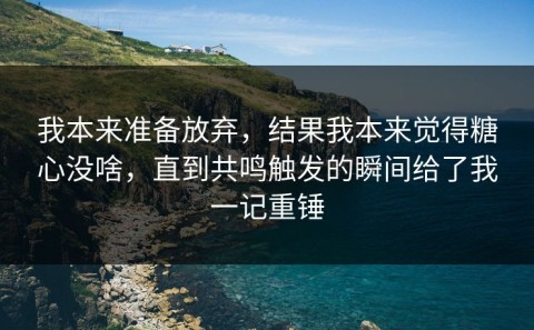 我本来准备放弃，结果我本来觉得糖心没啥，直到共鸣触发的瞬间给了我一记重锤