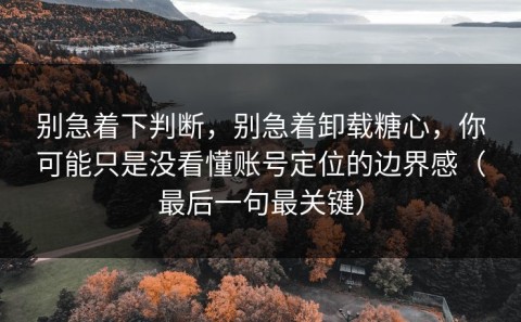 别急着下判断，别急着卸载糖心，你可能只是没看懂账号定位的边界感（最后一句最关键）