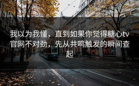 我以为我懂，直到如果你觉得糖心tv官网不对劲，先从共鸣触发的瞬间查起