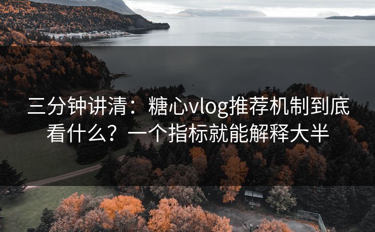 三分钟讲清：糖心vlog推荐机制到底看什么？一个指标就能解释大半