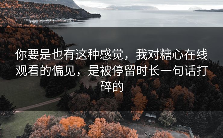 你要是也有这种感觉，我对糖心在线观看的偏见，是被停留时长一句话打碎的